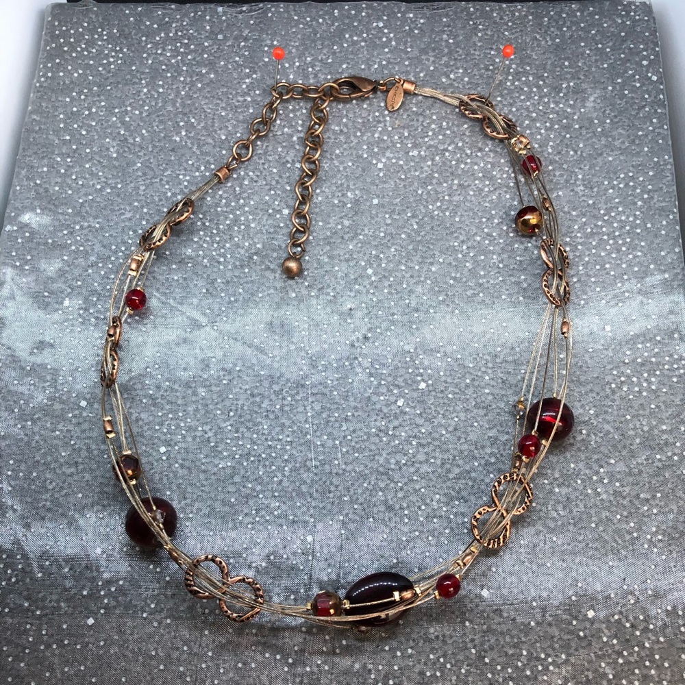 Unique Chico’s Ruby Color Necklace
